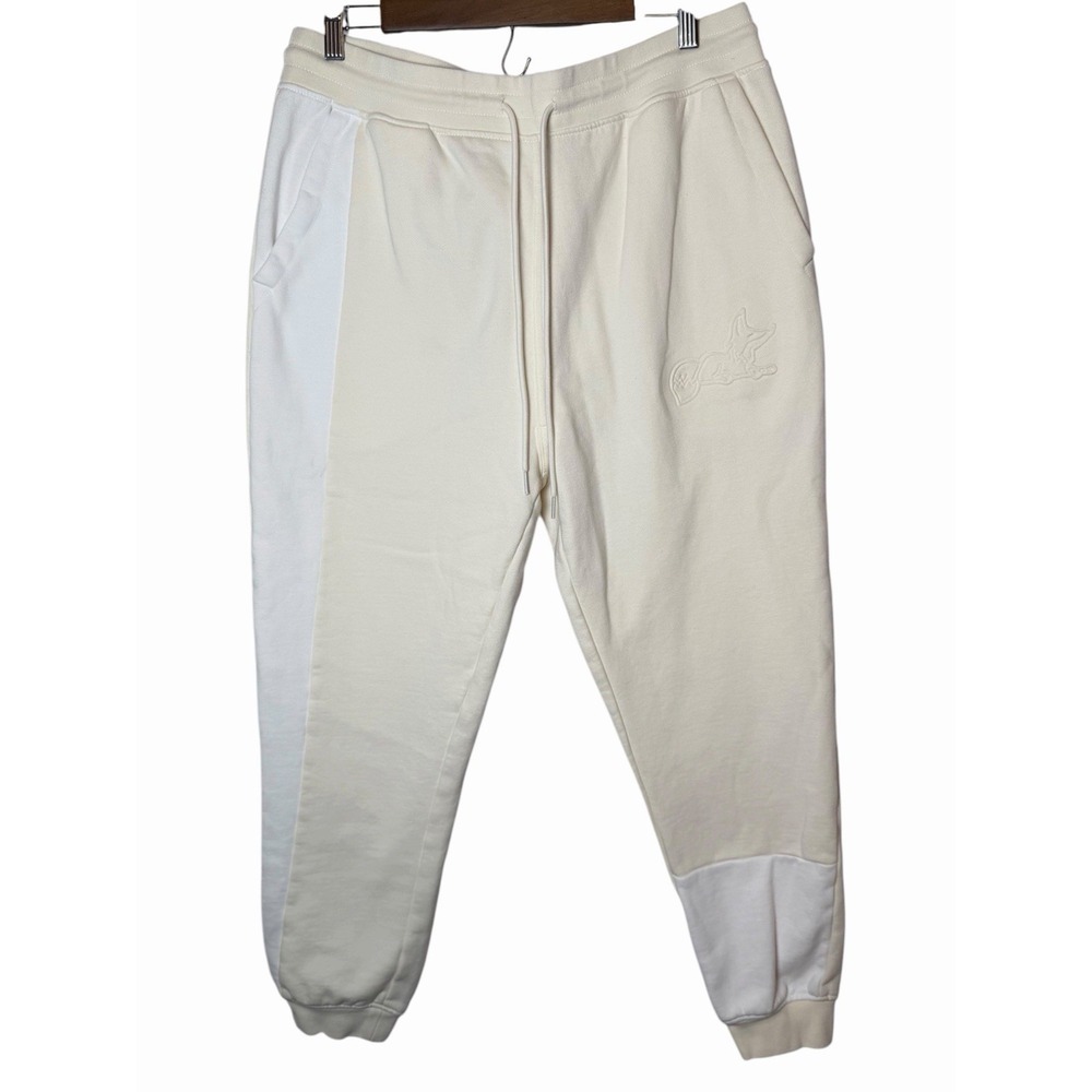 AKOO Women XXL Cream White Colorblock Fox Logo Fleece Jogger Sweatpants